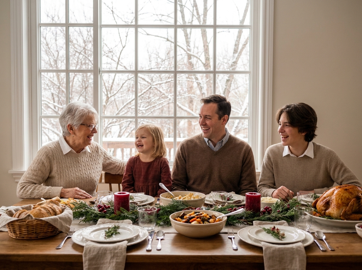 Famille multigeneration autour d un repas de fête